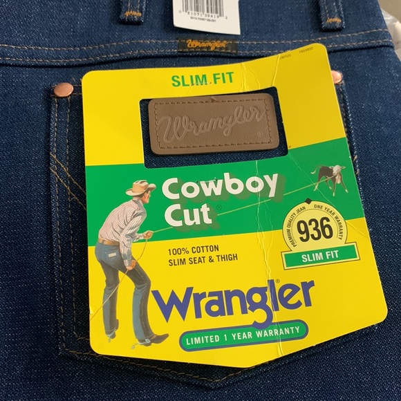 NWT WRANGLER COWBOY CUT SLIM FIT:RIGID INDIGO:38x30 - Picture 5 of 9